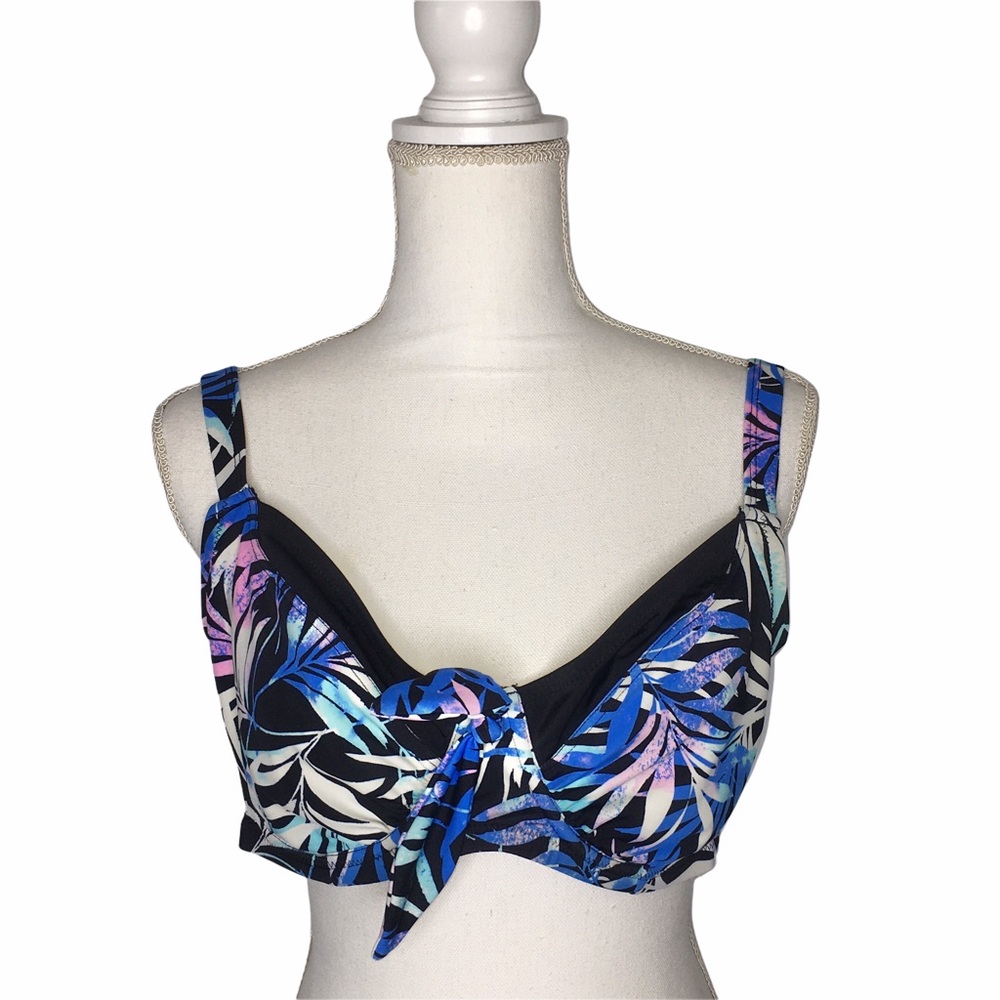 SWIMSUITS for ALL Dark Tropical Bikini Top Sz 14 Cup Sz CD